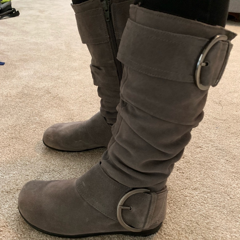 Gray Slouchy Boots